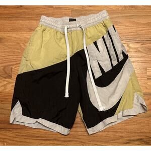 Nike Throwback Futura Basketball Shorts Mens Medium Black Yellow Athletic CV1829